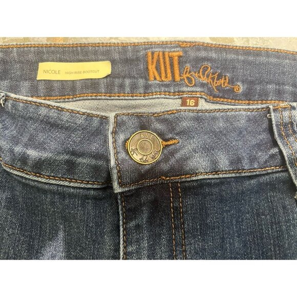 KUT from the Kloth Jeans Size 16 Blue Nicole High Rise Bootcut Dark Wash Denim - Picture 4 of 14
